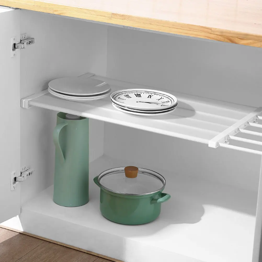 خزانة ملابس قابلة للتوسيع، رف توتر، منظم بلاستيكي، رف تخزين الملابس، تصميم قابل للسحب، موفر للمساحة