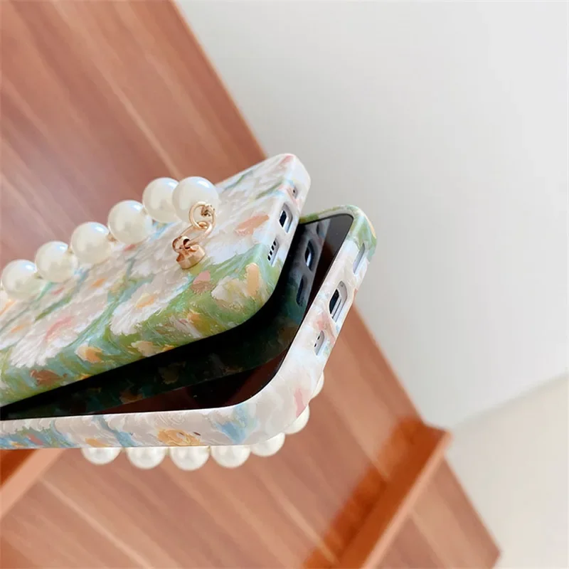 Flower Phone Case with Chain for Iphone14Promax  13/12/11 Phone Case Xr Female Models Iphone 11 Case