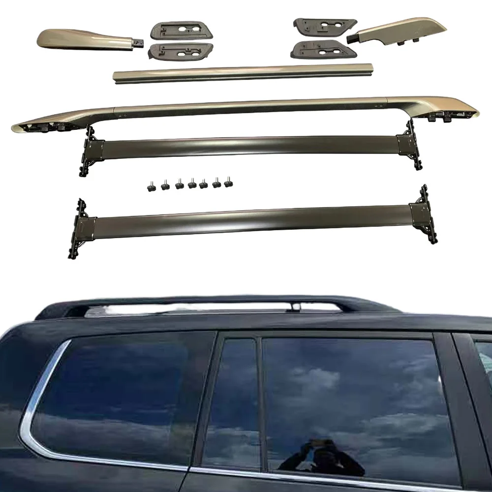 

VULIXYUAN 4PCs Black Roof Rails Side Rails Fits for Lexus LX570 2008-2015 Aluminum