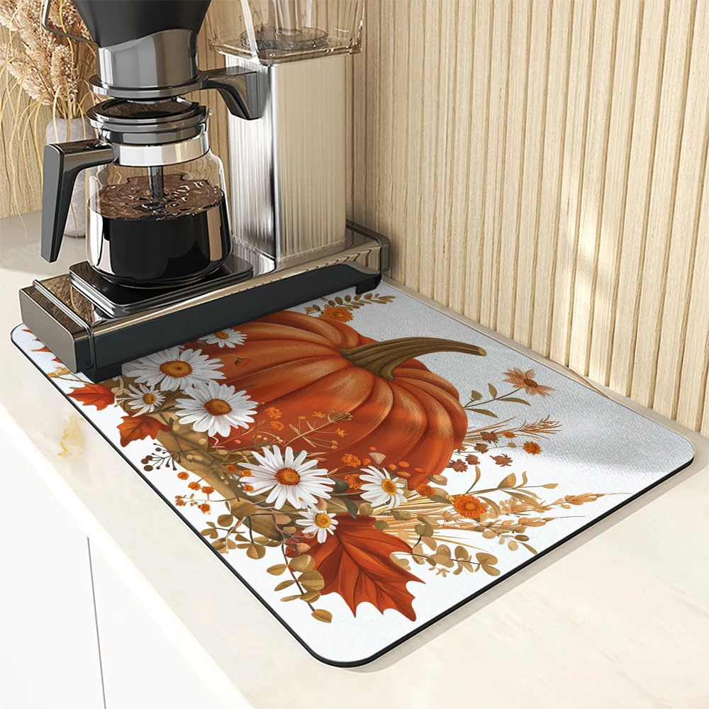 Antiskid Kitchen Absorbent Draining Mat Autumn Small Daisy Super  Draining Coffee Dish Drying Mat Quick Dry Bathroom Drain Pad