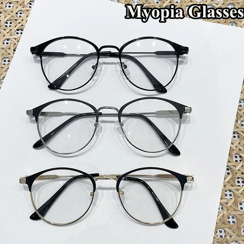 

Luxury Vintage Round Metal Frame Myopia Glasses Eyewear Men Women Unisex Anti-Blue Light Blocking Spectacle Eyeglasses Optical