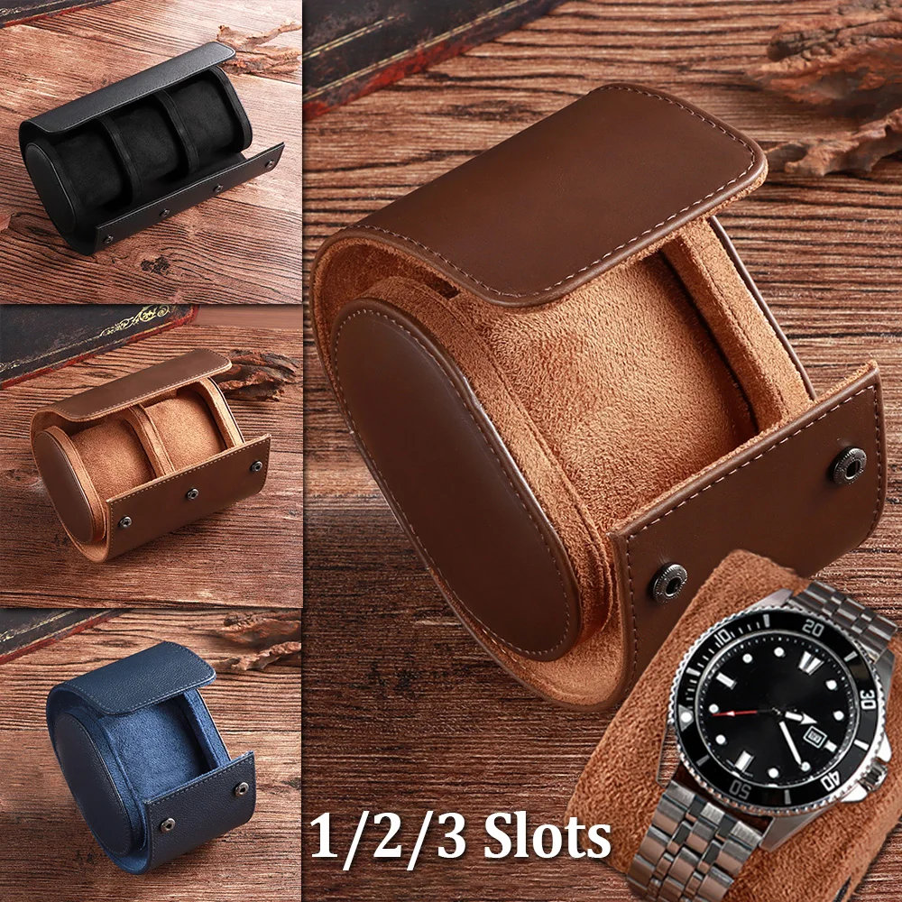 

1/2/3 Slots Watches Organizer Vintage Brown Blue Watch Display PU Leather Watch Box Travel Case Portable Classic Watches Storage