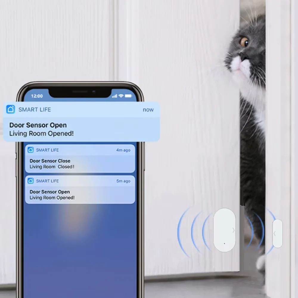 2-IN-1 เซ็นเซอร์ประตูหน้าต่าง Tuya Zigbee Cat Contact การตรวจจับประตูด้วยแสงสําหรับ Smart Home ทํางานร่วมกับ Alex Google Home