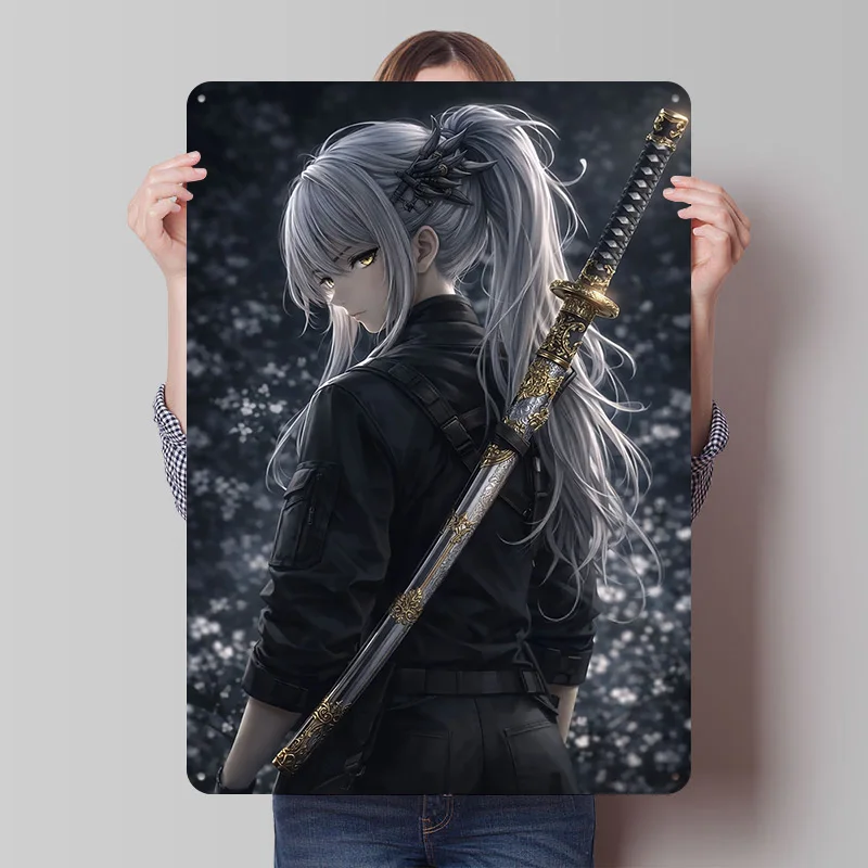 

Портрет в стиле самураев с декоративным металлическим постером, настенное искусство на заказ, ретро-винтажные жестяные таблички для декора мужской комнаты, стола, дома