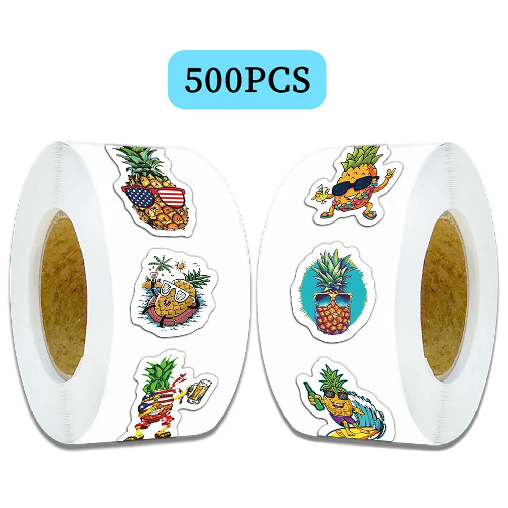 500PCS Pineapple Scroll Sticker Creative Hot Selling Decoration Computer Mobile Phone Skateboard Sticker