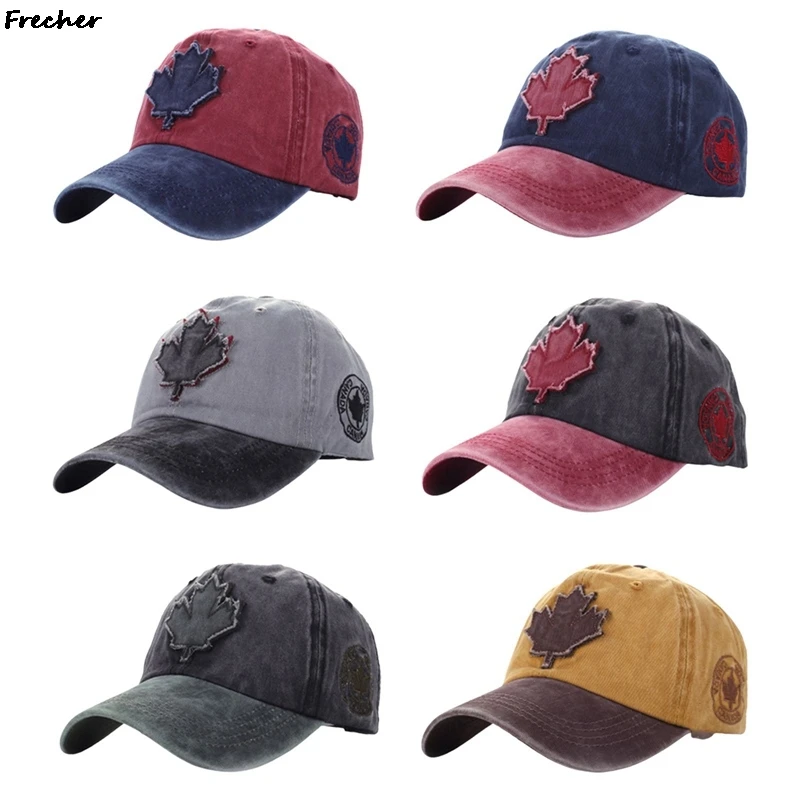 Maple Leaf Baseball Cap Canada Fashion Golf Cap Unisex Rock Hip Hop Sun Hat Colorblock Snapback Hats Adjustable Belts Visors