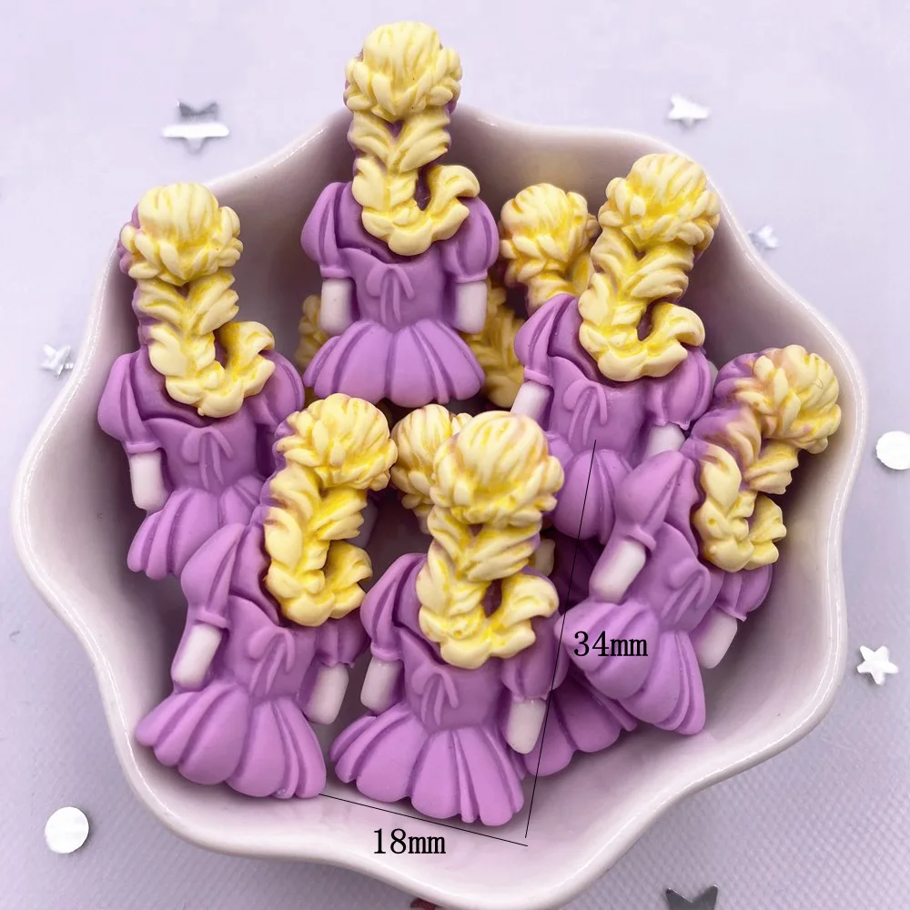 Hand Painted Resin Kawaii Colorful Princess Girl Back Flatback Stone Figurine 12PCS Scrapbook DIY Decor Crafts Accessories OM17