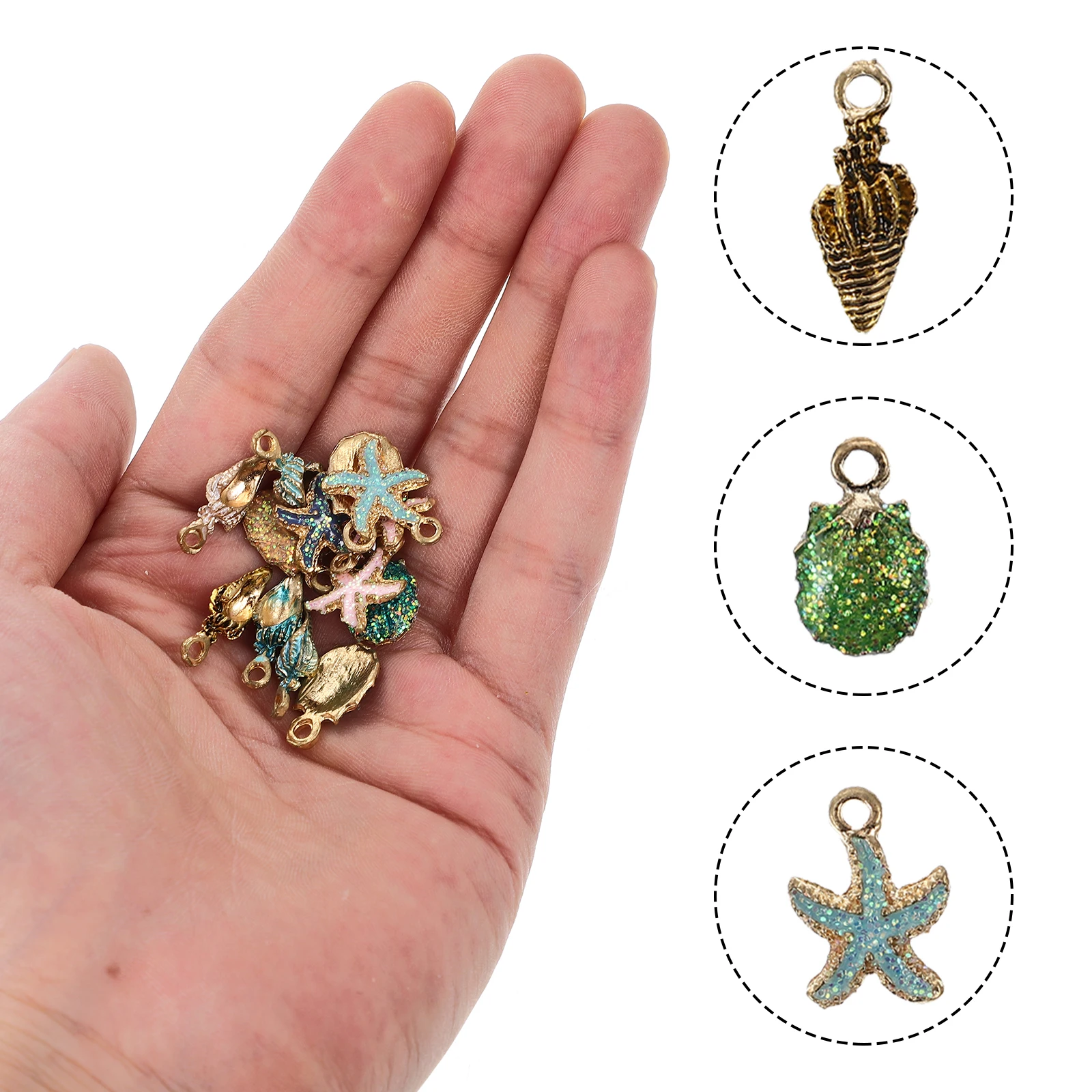 

39 Pcs Conch Pendant Seashells Cute Alloy Charm Pendants DIY Necklace Jewelry Charms Making for Jewellery