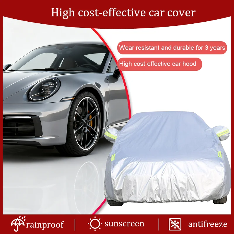 For Porsche Thickened Car Cover Sun, rain, snow, scratch, UV, rainstorm, no marks,High elasticity car cover fits the body of the