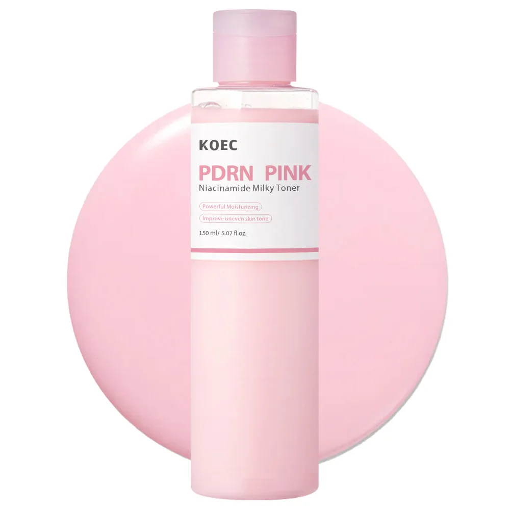KOEC Toner leitoso rosa PDRN e niacinamida 150g, essência facial calmante e iluminadora para pele hidratada e uniforme
