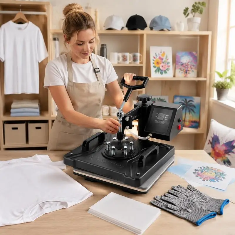Presse à chaud 6-en-1, presse à t-shirts 38 x 30 cm, presse à chaud DIY avec affichage numérique LED de la température