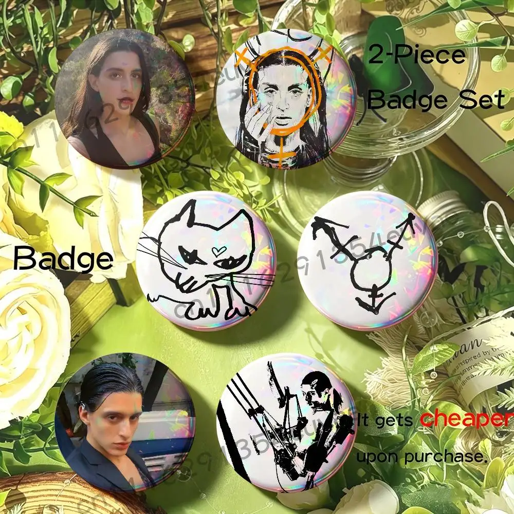 Arca Singer DJ AIRDOLL KiCk Brooches for Backpack Accessories 25 32 44 58 75mm Round 2-piece set Free Mix