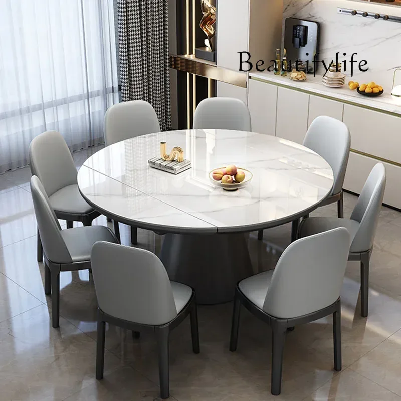 N Mesa de Comedor plegable italiana, mesa de Comedor moderna blanca de lujo europea, Sillas extensibles Para Comedor para el hogar