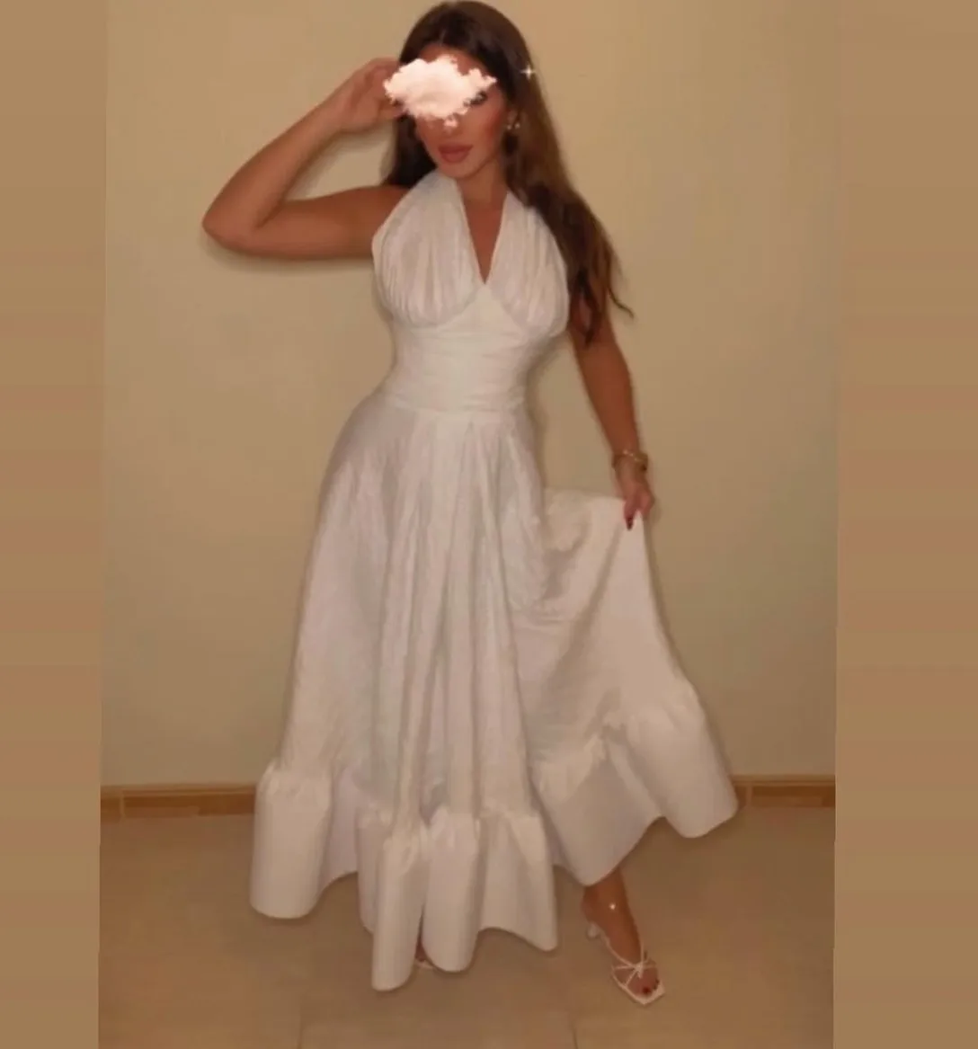 

Customized Short Taffeta Evening Dresses with Pockets A-Line V-Neck Pleated حزب اللباس Tea Length Prom Dresses for Women