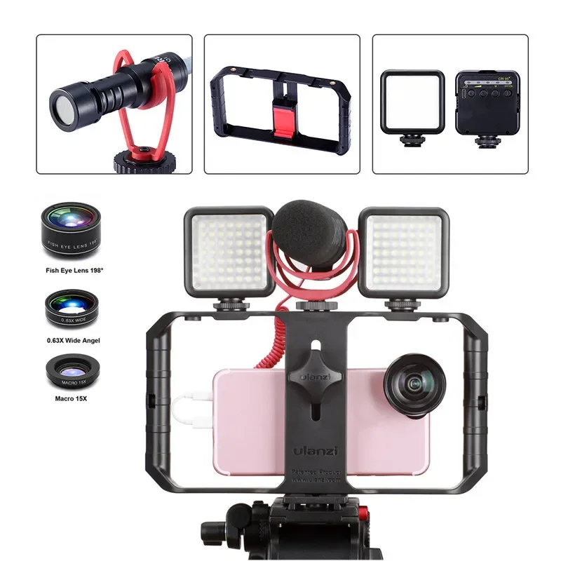 Ulanzi U Rig Pro Smartphone Video Rig Hand Grip Filmmaking Case Phone Video Stabilizer Handheld Tripod Mount for iPhone Android