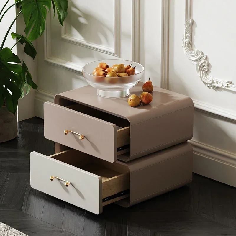 factory price Contracted Bedroom White Nightstand Sitting Room Rotating Two Drawer Side A Few Creative Design Bedside Table