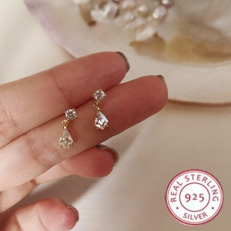 

Настоящие серьги из стерлингового серебра 925 пробы с цирконами в форме капли для женщин, легкие, роскошные, элегантные, свадебные, с позолотой 14 карат, ювелирные украшения, подарки