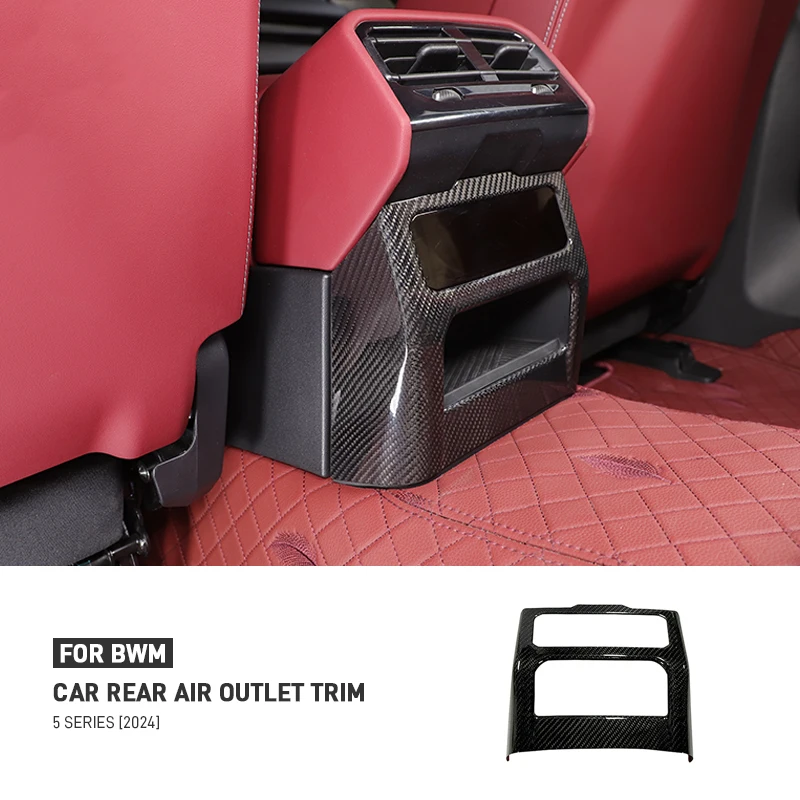 

For BMW 5 Series i5 G60 G68 2024 Real Carbon Fiber Car Rear Air Vent Outlet Panel Frame Trim Cover Sticker Interior Accessories
