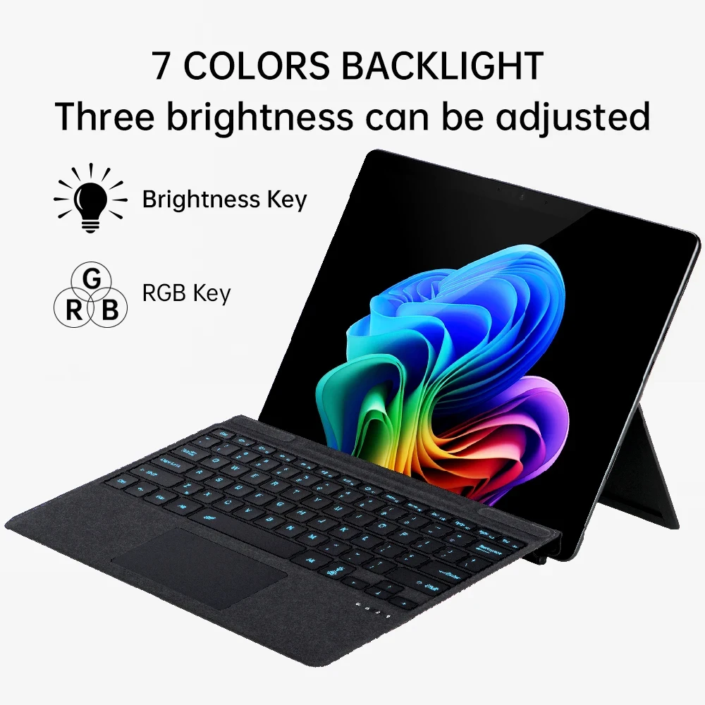 Word Backlit Bluetooth Keyboard for Microsoft Surface Pro11 10 9 8 X Russian Spanish Arabic Portuguese French Hebrew Keyboard