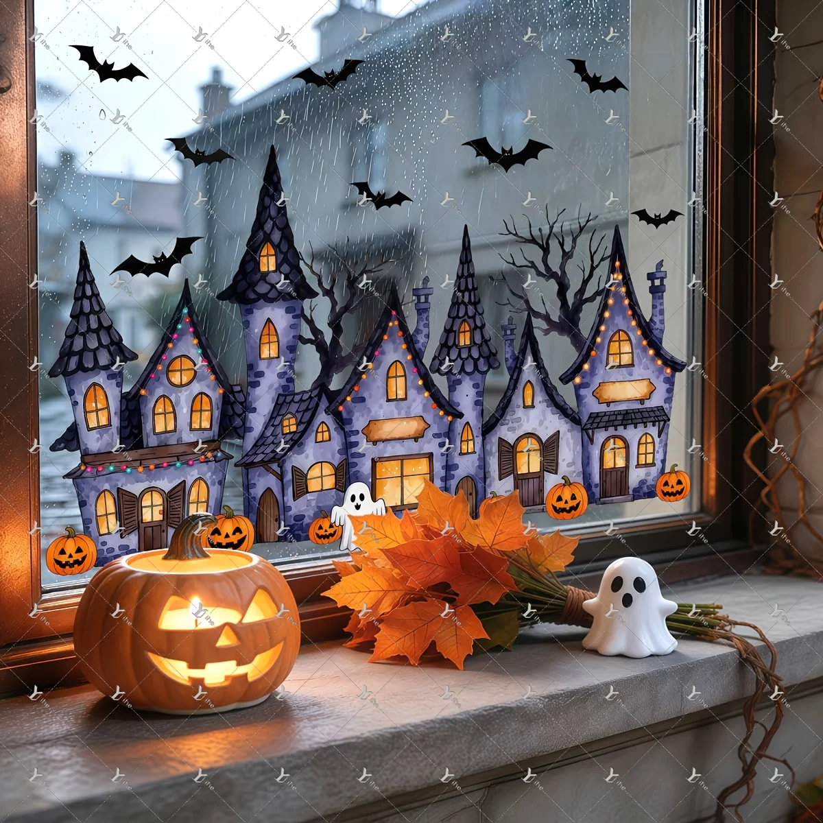 1Pcs 2D Flat Halloween PVC Window Clings Removable Double Sided Visible Glass Stickers Home Shop Holiday Decor Halloween Decor view 5