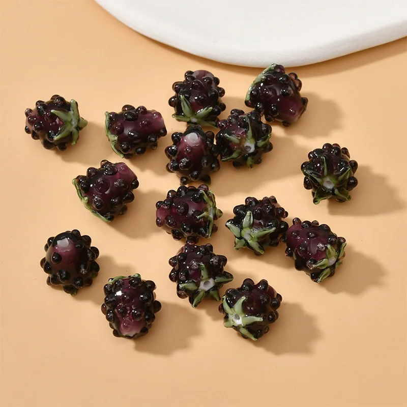 5pcs Handmade Lampwork Fruit Grape Glass Beads for Jewelry Making Raspberry Plum Beads DIY Bracelet Earrings  Gift Accessories
