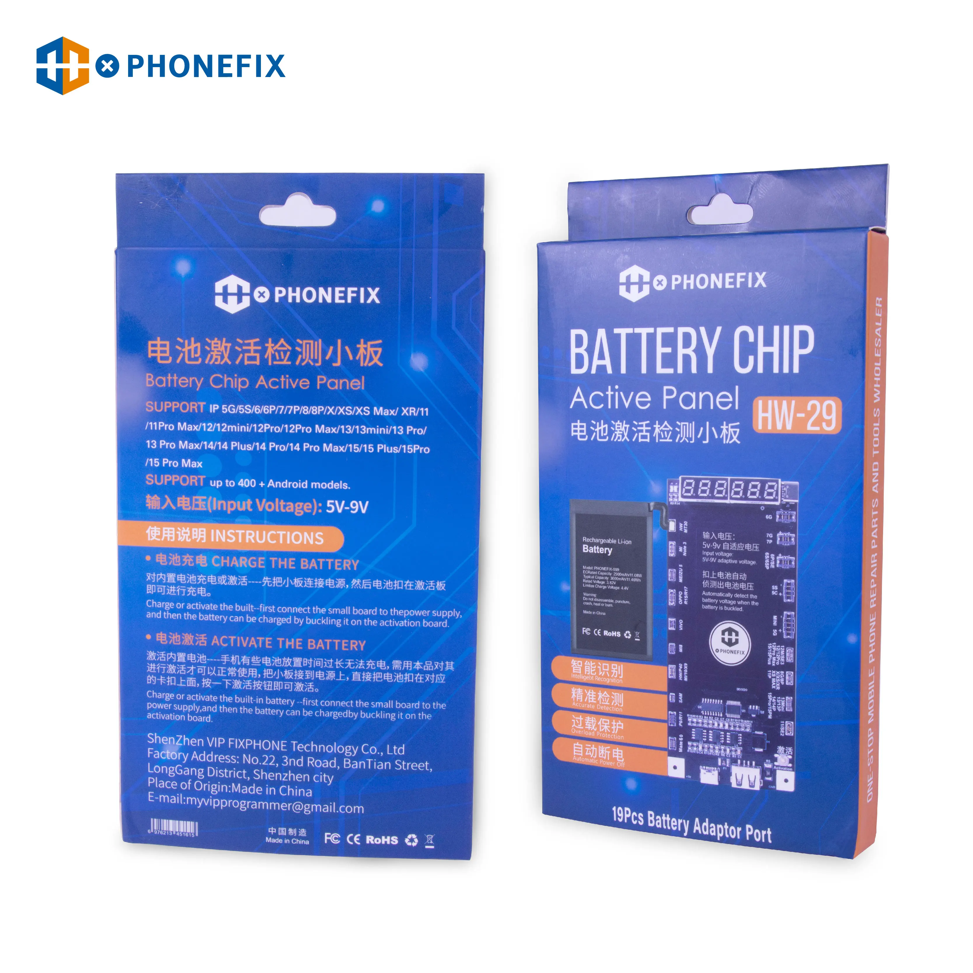 PHONEFIX HW-29 MECHANIC F918 Battery Activation Board Fast Charging for iPhone 5-15 Pro Max Android Phone One-click Activation