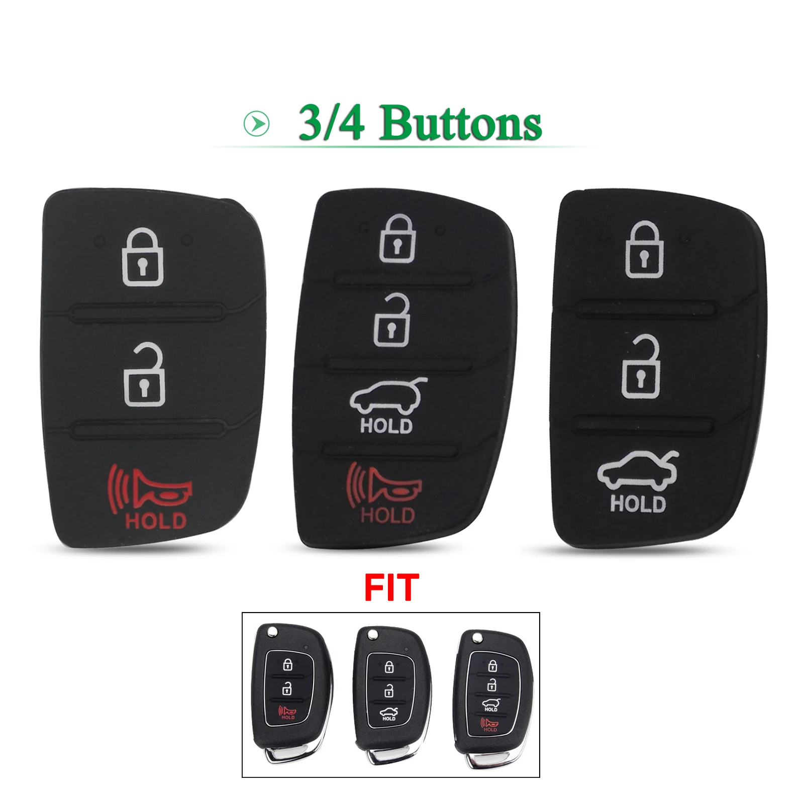 jingyuqin 20pcs 3/4 Buttons Replacement Remote Car Key Case Silicon Rubber Pad For Mistra Hyundai HB20 SANTA FE IX35 IX45