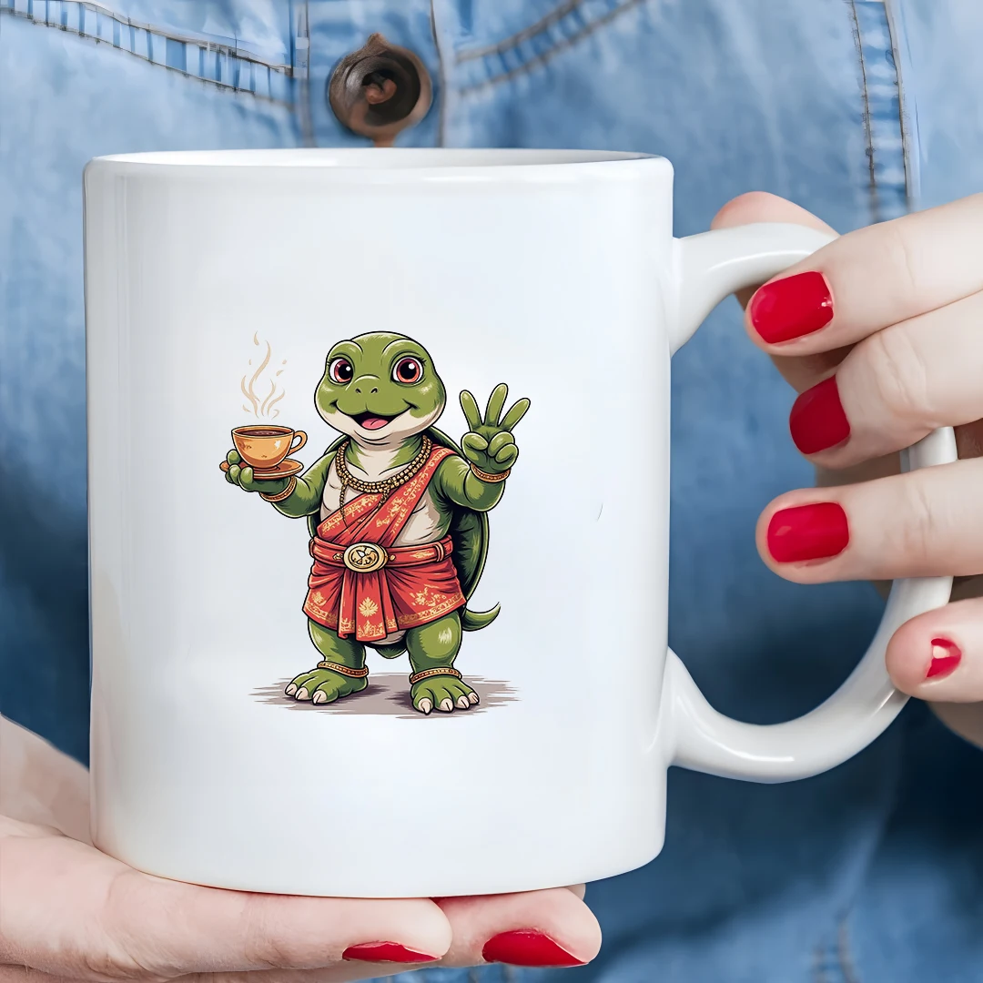 

Cartoon Turtle Traditional Clothing Tea Cup Mug 11OZ Kids Cold & Hot Drink Cup Christmas Gift Family Office Cup