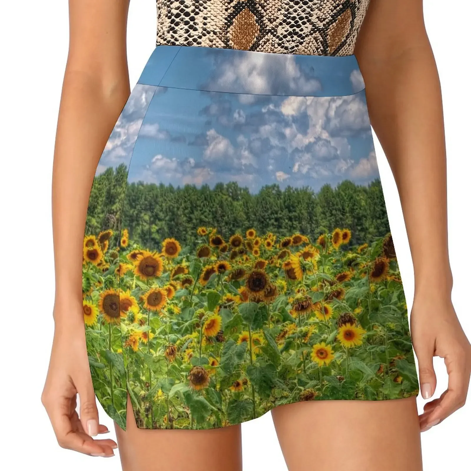 

The Sunflower Field in South Carolina Mini Skirt 90s vintage clothes Woman skirt Clothing korean clothes ladies