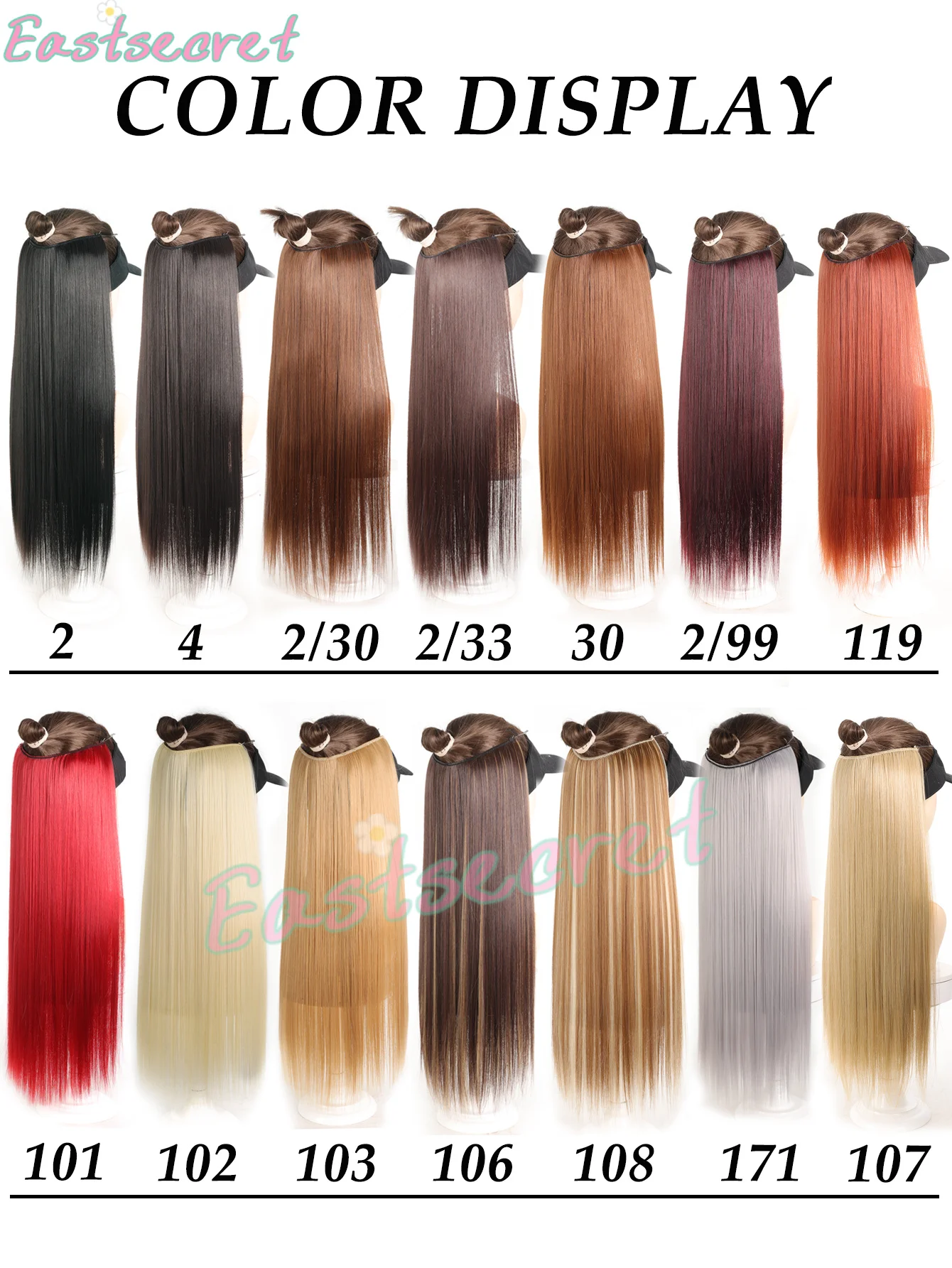 EASTSECRET 24inch Synthetic Invisible fishing line Hair Extension Clip In False Hair Hairpieces Long Hair Extensions For Women