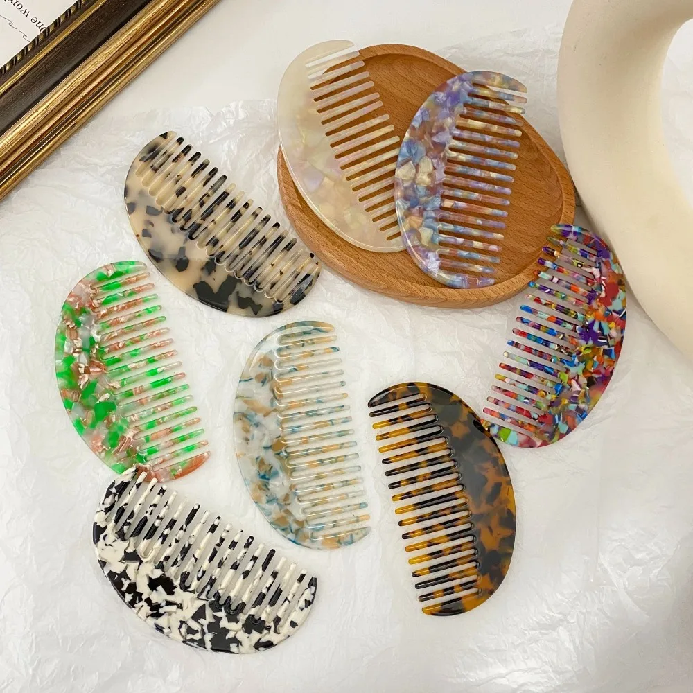 Creative Colorful Semicircular Comb Wide-tooth Comfortable Hawksbill Hair Comb Anti-static No Snags Acetate Hair Comb Women