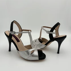 Zapatos de baile Tango de Argentina, calzado de fiesta, boda, suela de cuero T622690SBL, tacón de 9cm, 7,5 cm, envío gratis