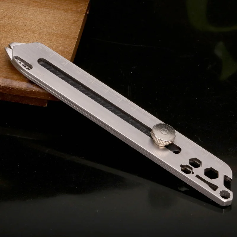 Multi-Function 10 in 1 Utility Knife Retractable Cutter Stainless Steel Electrician Wire Stripping Tool/Ruler/Bottle Opener Tool