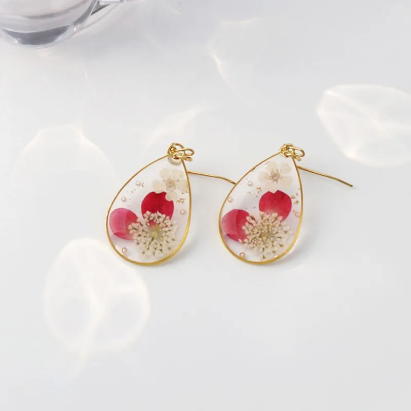 Pressed Flower Geometric Earrings Epoxy Resin Jewelry For Women 28