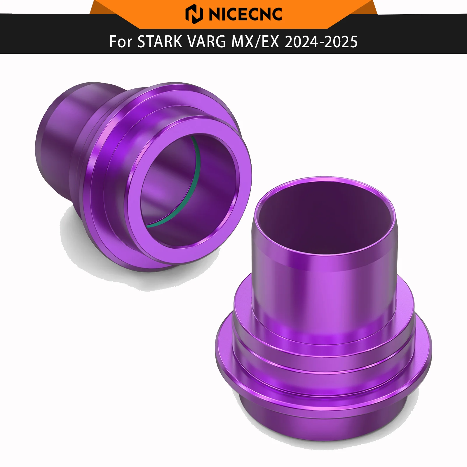 NICECNC 2024 2025 For Stark Varg EX MX Front Wheel Spacers Hub Collars With O-rings Electrical Bike 7075-T6 Aluminum Anodization