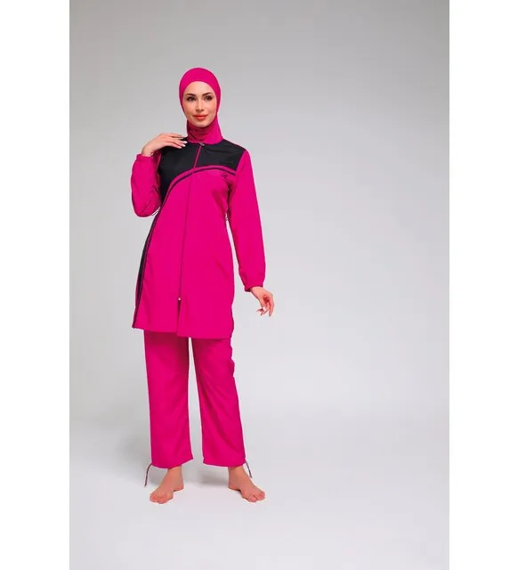 

Chelly woman full closed zipper hijab swimsuit t9802-03