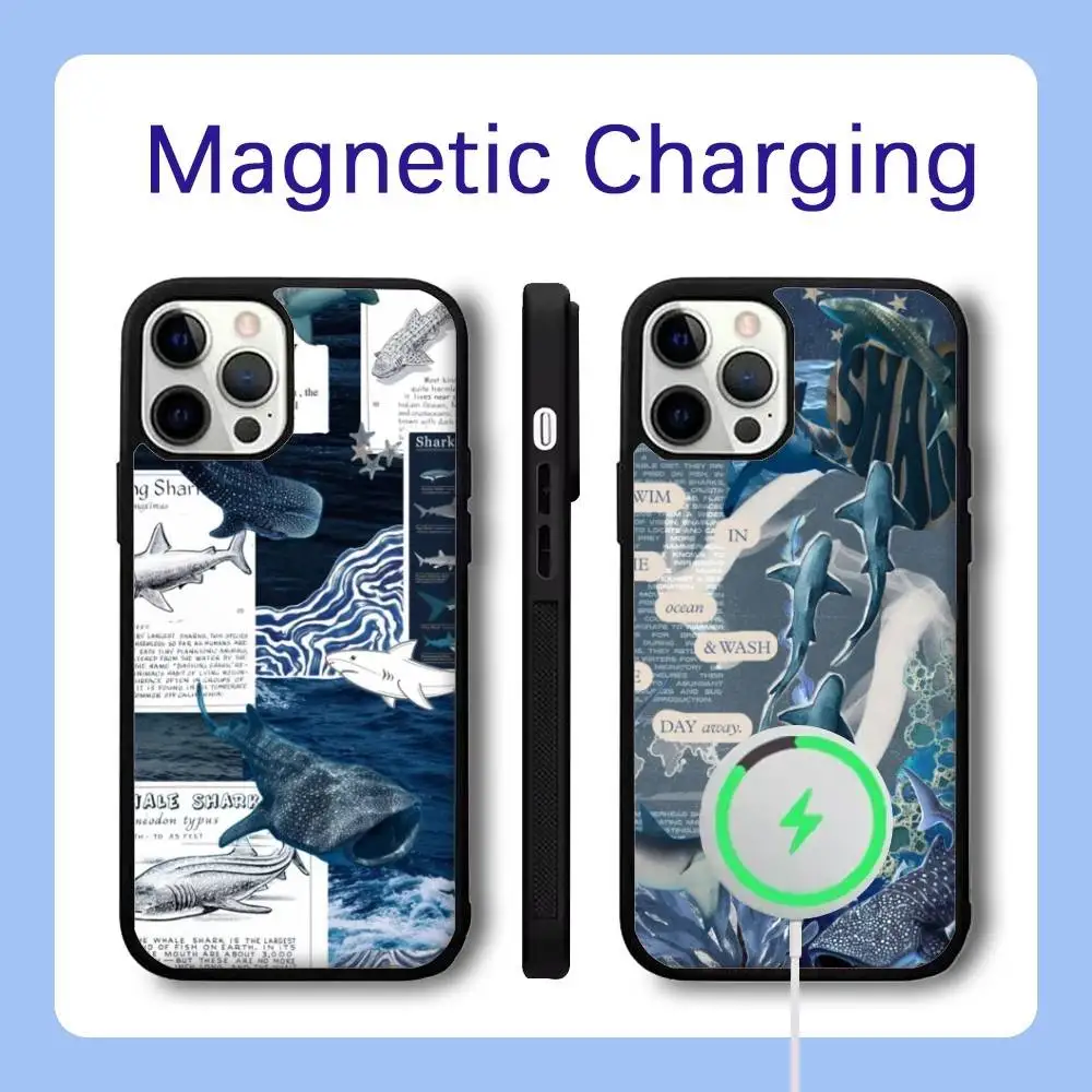 

Blue Hammerhead Shark Sea Phone Case For iPhone 16,15,14,13,12,11,Pro,Max,Plus,Mini,SE Magsafe Magnetic Wireless Charging