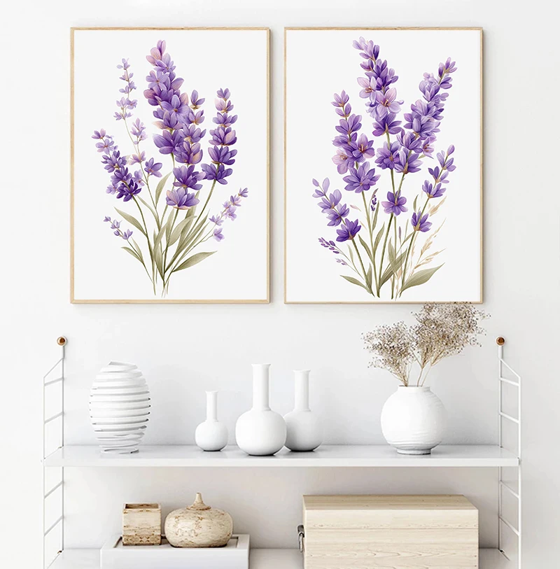 Monstera Lavender Tropical Botanical  Poster Canvas Painting Print Boho Green Leaf Wall Art for Living Room Home Decor Cuadros