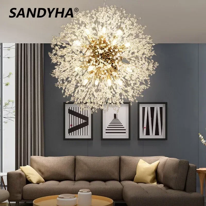 sandyha lustres de luxo nordicos com led de cristal luminaria para mesa de jantar quarto sala decoracao de casa luminaria suspensa 01