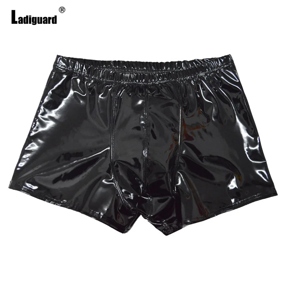 Sexy Men Pu Leather Lingerie Shorts 2024 America and Europe Style Dancing Club Short Underwear Red Black Soft Fetish Hotpants