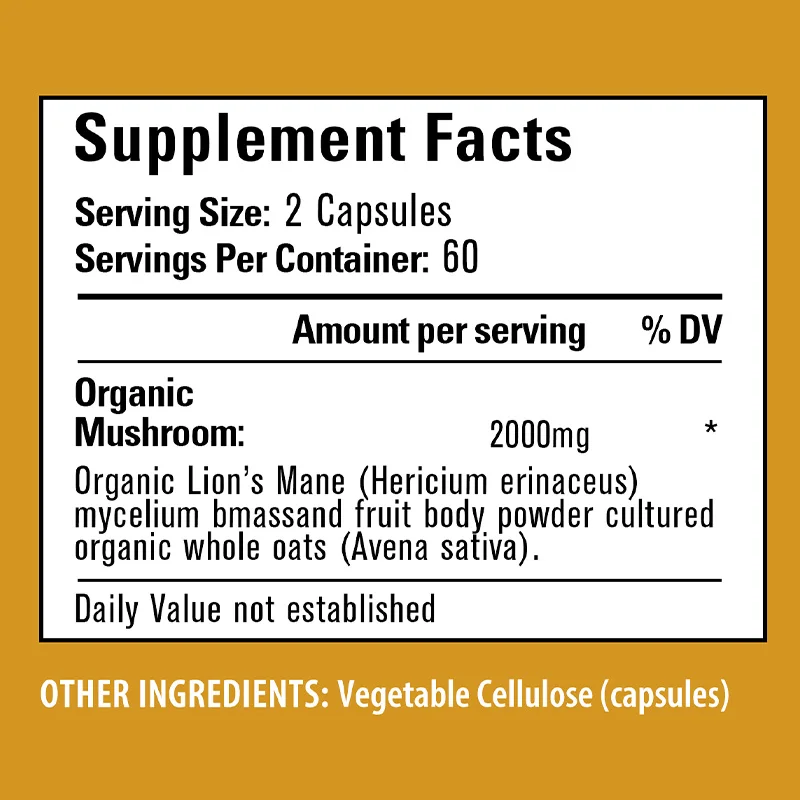 

Lion's Mane Mushroom Capsules - Enhance The Immune System, Improve Memory, Protect Brain Nerves, Promate Sleep Health