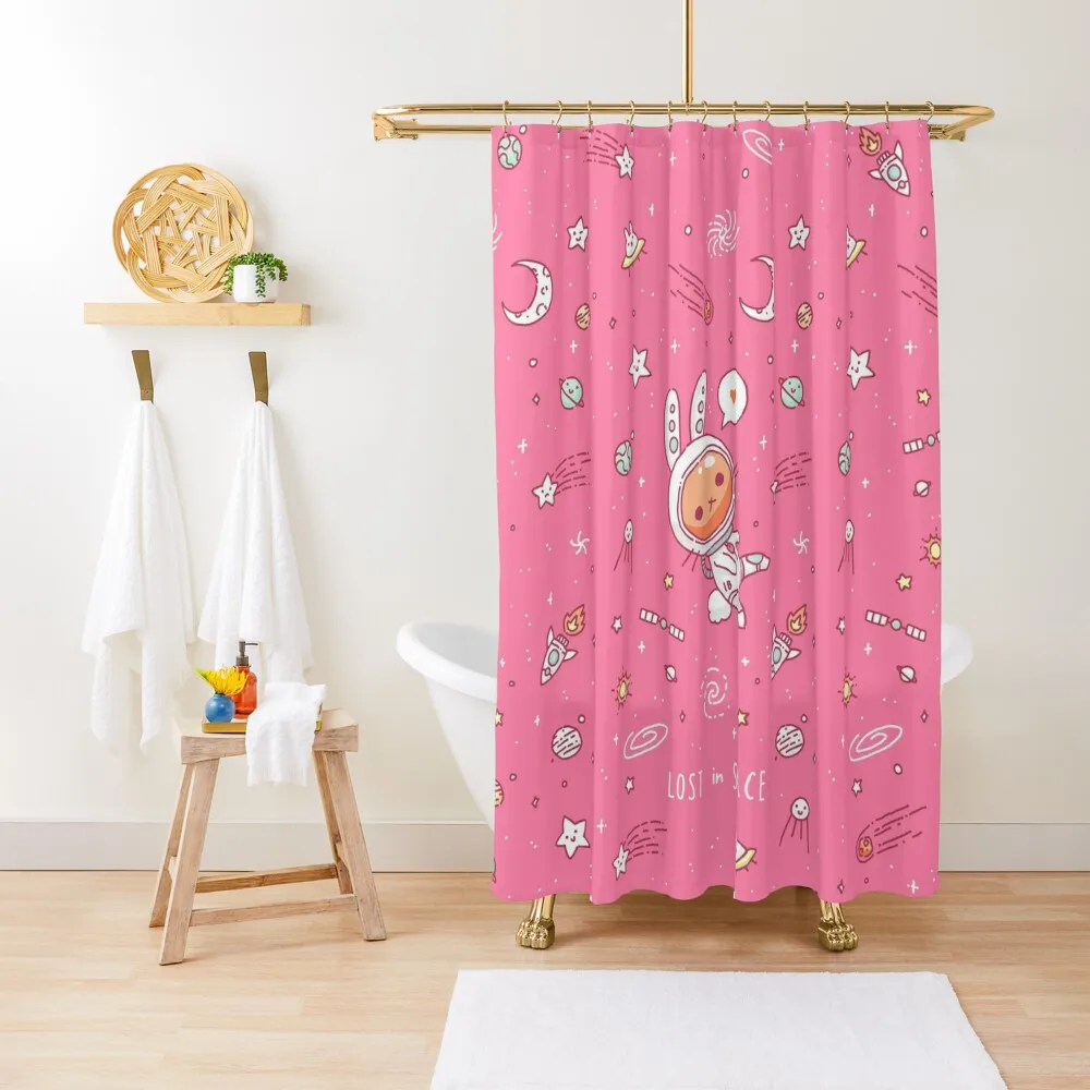 

Cute bunny in Space Shower Curtain For The Bathroom Bathtub Bathroom Deco Funny Shower Curtain