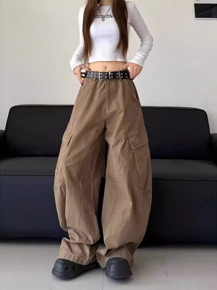 

American Retro Khaki Color Multi-ket Workwear Knife Pants Loose Straight Casual Long Trousers for Men And Women in Spring ...