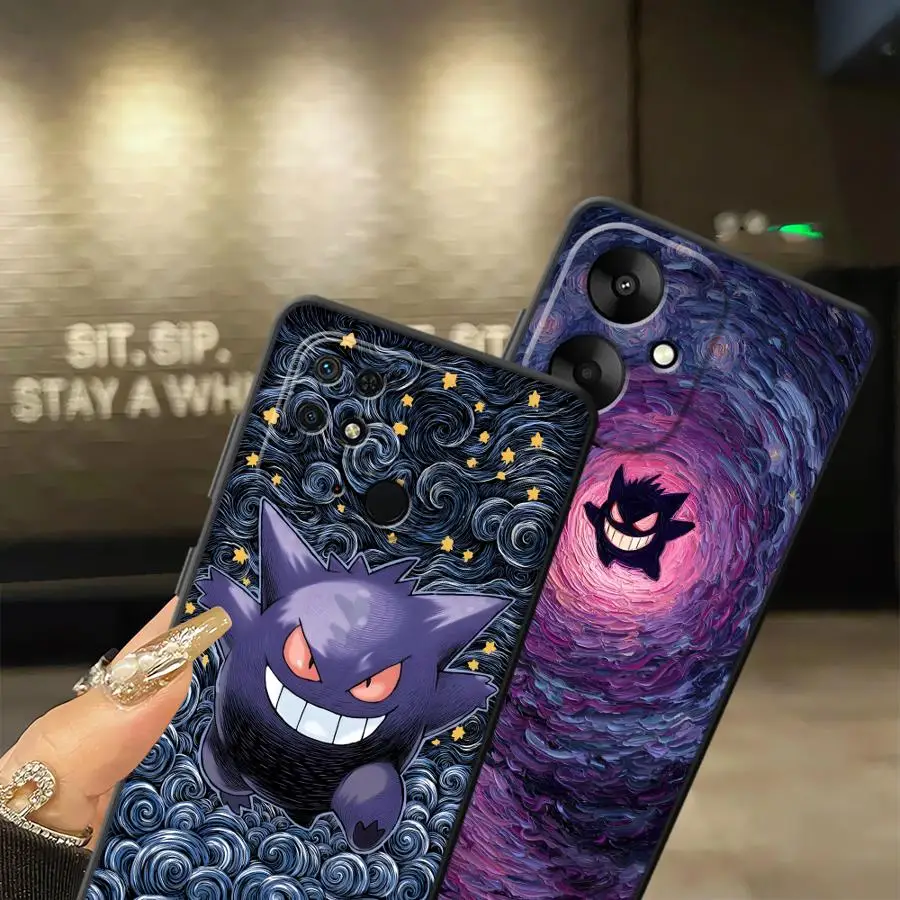 เคสสำหรับ Xiaomi Redmi 12C 13C A1 A2 Plus 9 A4 10 A3 A5 K40 K80 Pro 14C สีดำ เคสโทรศัพท์แบบนิ่ม ลายโปเกมอน น่ารัก เก็นการ์