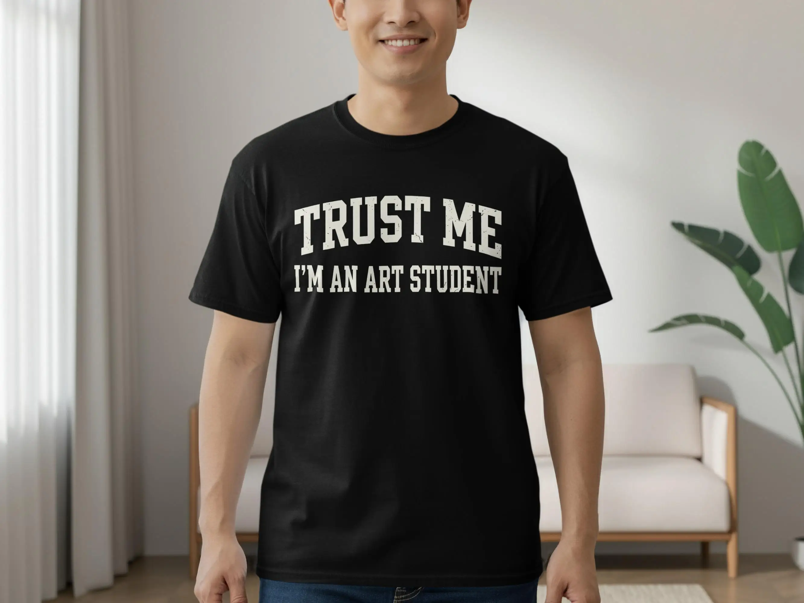 Men's and Women's - Casual and Fashionable - Art Student Pattern T-Shirt | Varsity College Clothing, Funny Artist T-Shirt