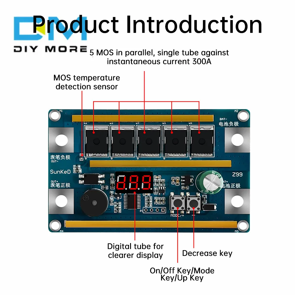 GX591 Z99 12V Portable Spot Welding Machine Control Board 100-300A 18650 Fully Automatic Lithium Battery Welding Control Board