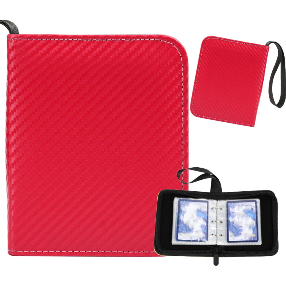 

80-card Single-grid Mini-set Trading Card Book, PU Leather Zipper Full-inclusive PTCG Game Card Collection Card Album