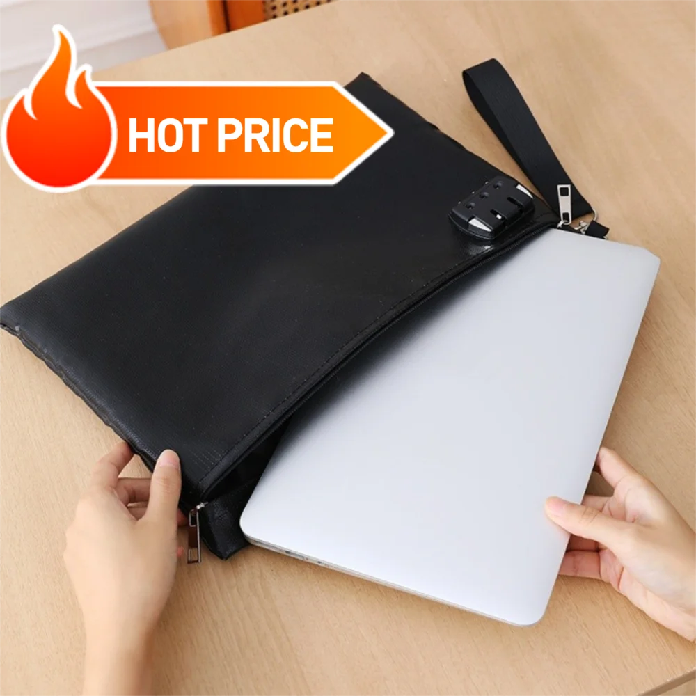 Fireproof Code Lock Fireproof Document Bag Heat-resistant with Lock Safety File Folder Waterproof Portable Zipper Document Pouch