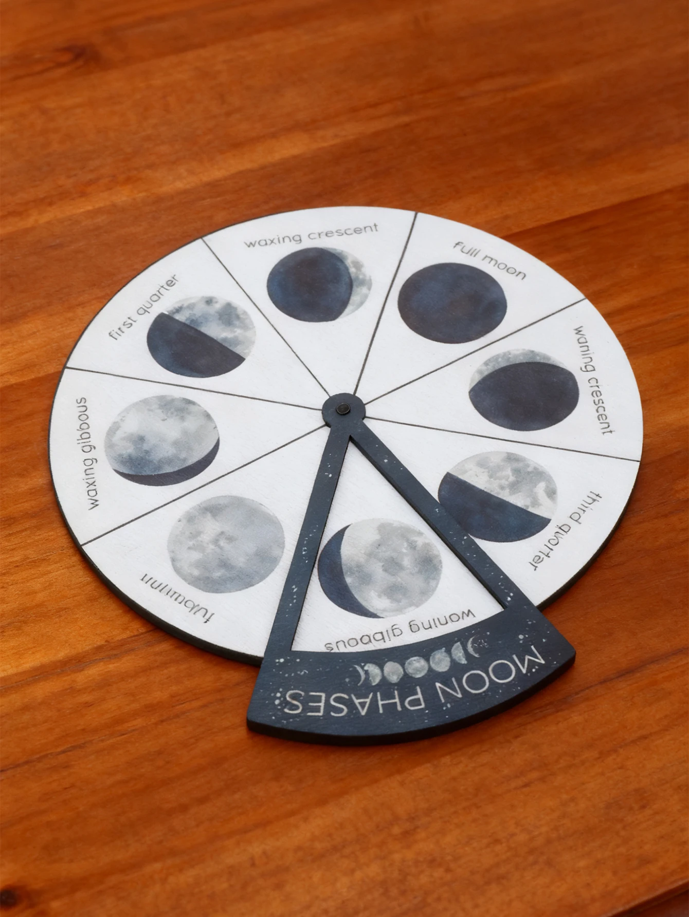 Moon Phases Wheel Tabletop Ornaments Rotatable Lunar Cycle Educational Decor Mystic Astronomy Desktop Decoration for Home&Office