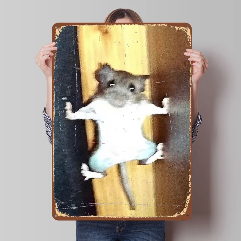 Hamster Meme Metal Poster Customized Wall Art Retro Vintage Tinplate Signs for Man Cave Wand Deko Home Decor Living Room House